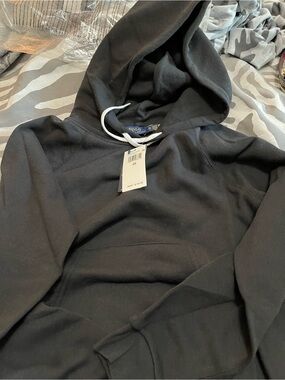 Polo by Ralph Lauren Black Hoodie with White Drawstrings